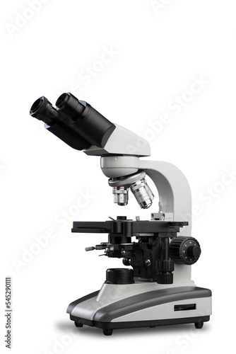 Laboratory equipment concept. Classic scientist microscope