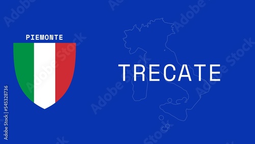Trecate: Illustration mit dem Ortsnamen der italienischen Stadt Trecate in der Region Piemonte