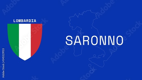 Saronno: Illustration mit dem Ortsnamen der italienischen Stadt Saronno in der Region Lombardia