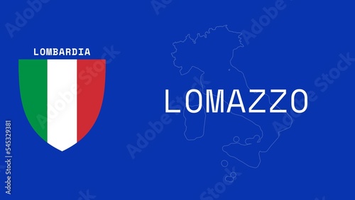 Lomazzo: Illustration mit dem Ortsnamen der italienischen Stadt Lomazzo in der Region Lombardia
