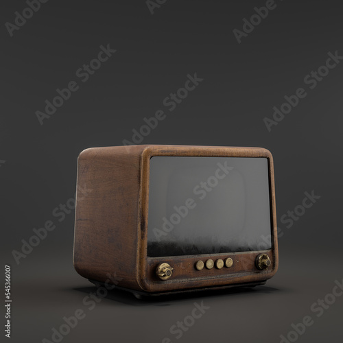 Neptun TV Set from the house of Szymon Kluger. Vintage television. from side view, 3d Rendering