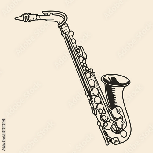 Jazz saxophone element vintage monochrome