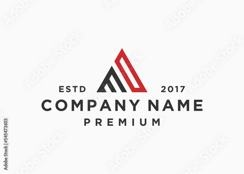 letter mo triangle logo design vector illustration template