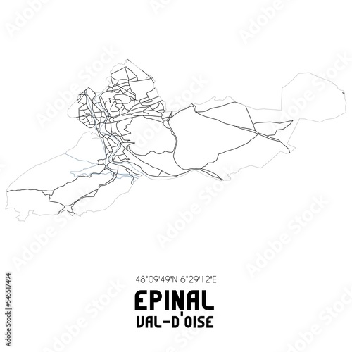 EPINAL Val-d'Oise. Minimalistic street map with black and white lines.
