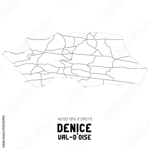 DENICE Val-d'Oise. Minimalistic street map with black and white lines.