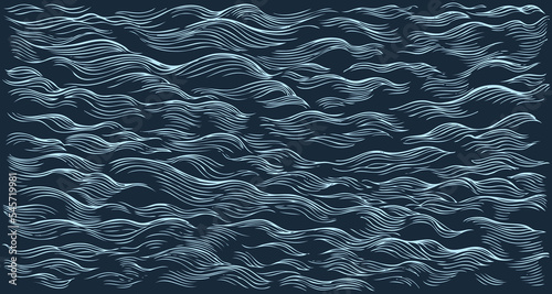 Sea waves. Editable hand drawn illustration. Vector vintage engraving. 8 EPS