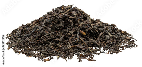 Black tea leaves pile. Dried leaf