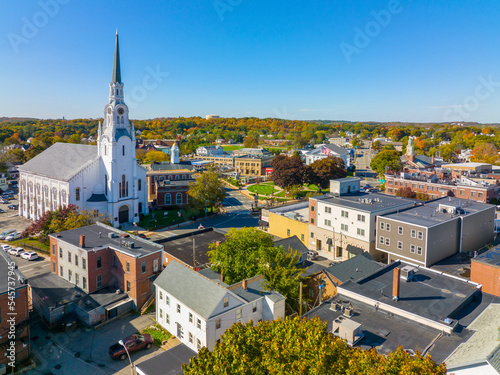 First Congregational Church of Woburn at 322 Main Street in historic downtown Woburn, Massachusetts MA, USA. 