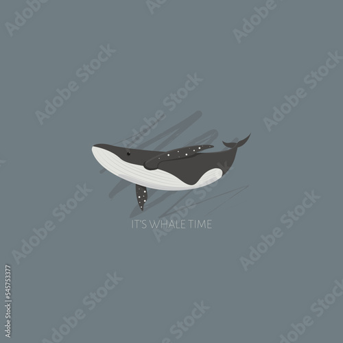 A whale. Underwater world, Marine life. Vector illustration of a whale. Save the ocean. World whale day. Scandinavian colors