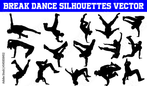 Break Dance Silhouettes Vector | Break Dance SVG | Clipart | Graphic | Cutting files for Cricut, Silhouette 