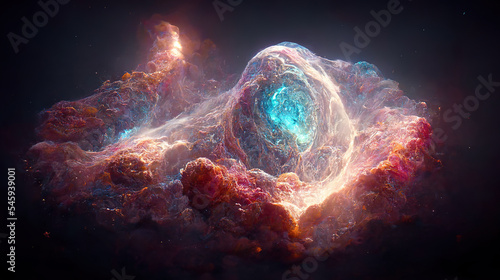 Hell Nebula. Background. AI render.