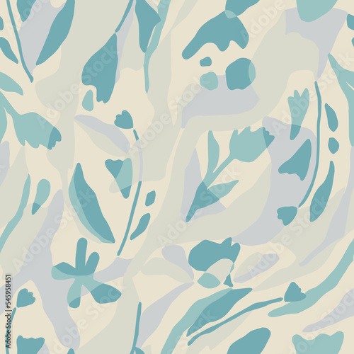 Vector flower and layers with pastel color illustration seamless repeat pattern