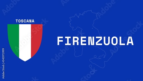 Firenzuola: Illustration mit dem Ortsnamen der italienischen Stadt Firenzuola in der Region Toscana