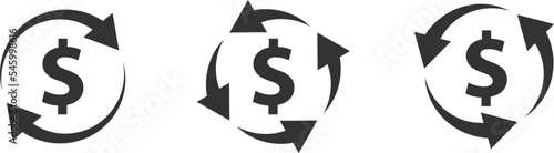 Cashback icon set. Money back refund investment symbol. Flat vector illustration.