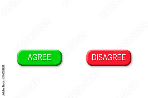 Agree and disagree buttons with transparent background. PNG file.