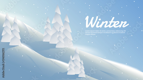 Winter is coming. forest and mountain snow background. banner