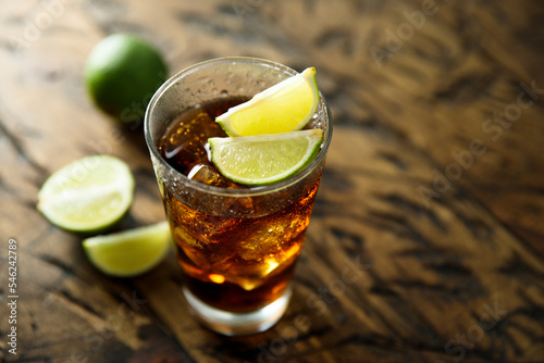 Homemade iced tea cocktail with lime