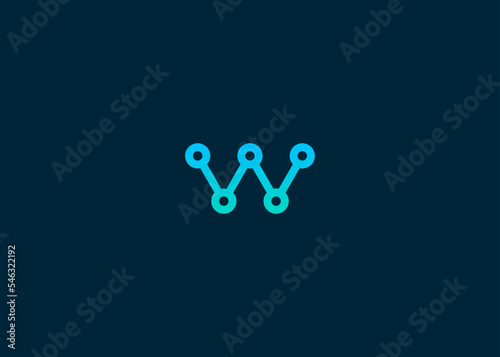 letter w tech logo design vector illustration template