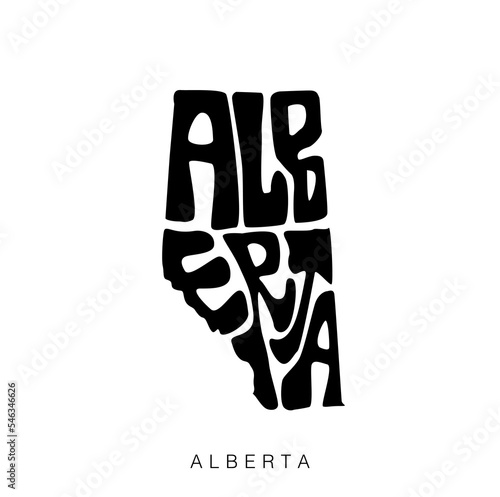 Alberta state of Canada vector lettering. Alberta Typography map lettering.