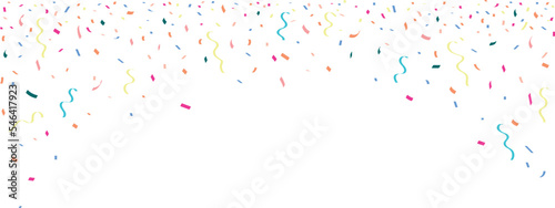 congratulatory background with colored confetti on white background. Vector illustration