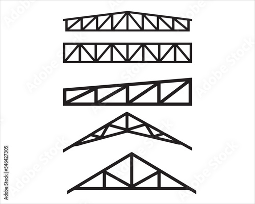 vector design of several types of truss frames, whether it's steel truss frames or wooden truss frames which are usually used to support the roof of a building or to protect the building from above