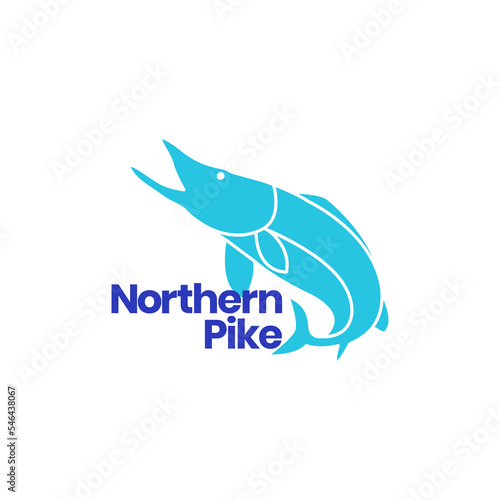 northern pike fish modern abstract logo