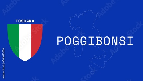 Poggibonsi: Illustration mit dem Ortsnamen der italienischen Stadt Poggibonsi in der Region Toscana