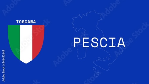 Pescia: Illustration mit dem Ortsnamen der italienischen Stadt Pescia in der Region Toscana
