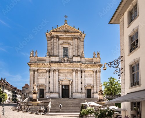 Solothurn, Switzerland - July12, 2022: Church of Saint Urs and Viktor is the cathedral of the Roman Catholic Diocese of Basel in the city of Solothurn, Switzerland. 