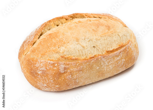 fresh homemade loaf of bread on a white isolated background