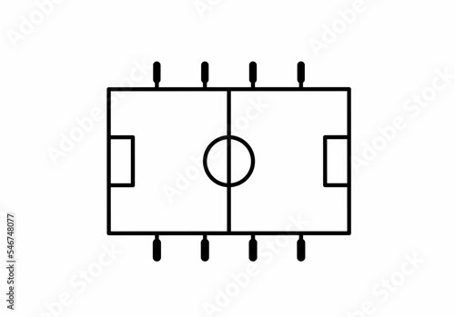 top view foosball icon isolated on white background.table soccer icon vector