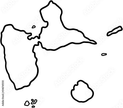 doodle freehand drawing of guadeloupe map.