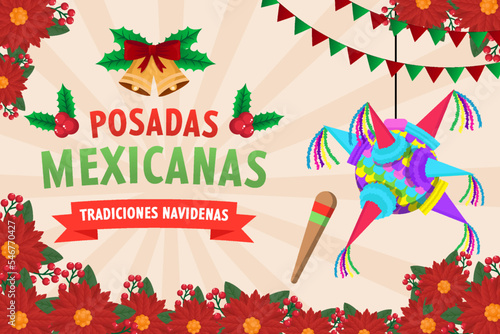 flat design posadas mexicanas horizontal banner illustration