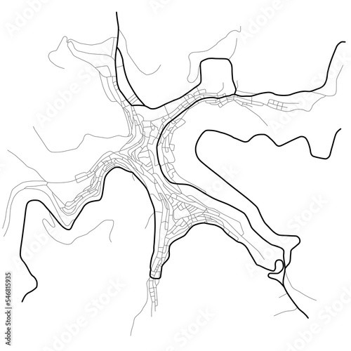 Centuripe city map (Italy) - town streets on the plan. Monochrome line map of the scheme of road. Urban environment, architectural background. Vector 