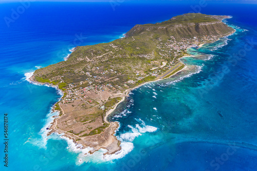 photo aérienne prise en ULM de l' île de la Désirade en Guadeloupe 