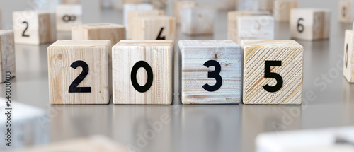 2035 - word on wooden blocks - 3D illustration