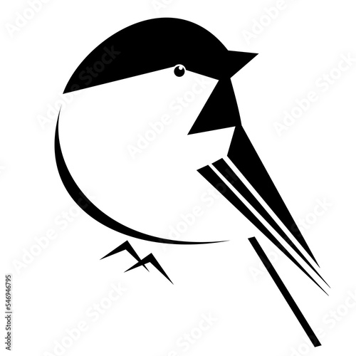 Black Capped chickadee stylized drawing