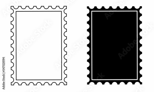 outline silhouette postage stamp icon set isolated on white background