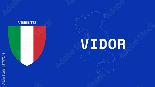 Vidor: Illustration mit dem Ortsnamen der italienischen Stadt Vidor in der Region Veneto