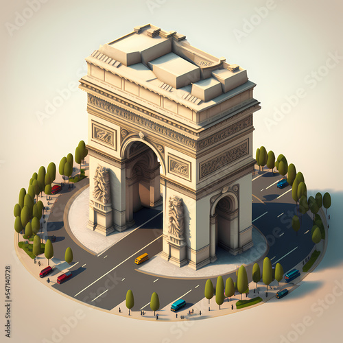Arc de Triomphe, France: 3D Isometric Famous World Landmarks