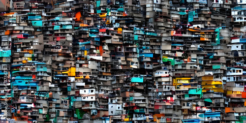 Favela und Armut in Rio de Janeiro, Luftaufnahme, 3D Illustration