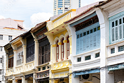 Historical part of George town, traditional colonial architecture in George town, Penang, Malaysia