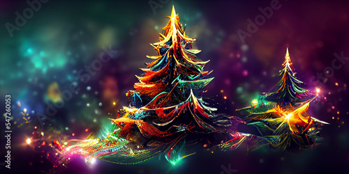 abstract painting fantasy christmas tree background wallpaper 3d illustration
