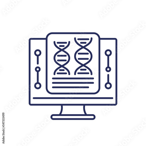 bioinformatics line icon with dna