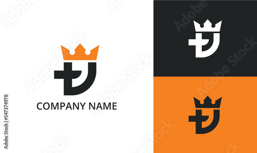 Crowned TJ logo. Logo monograms. Modern TJ letter logo