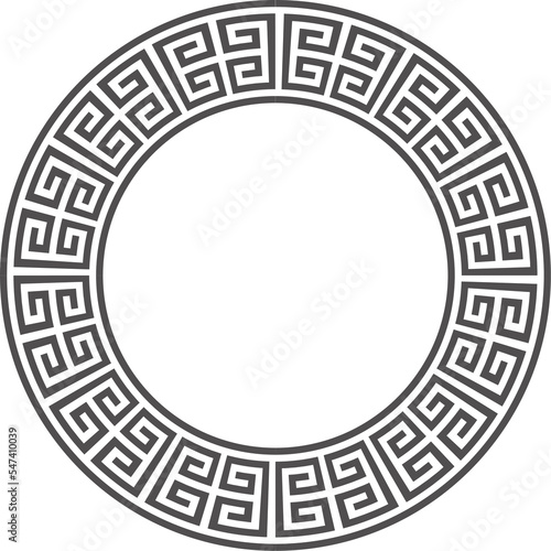 Circle greek frame. Round meander border. Decoration pattern. Fret traditional motif