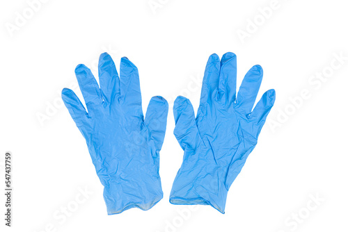 Blue latex gloves