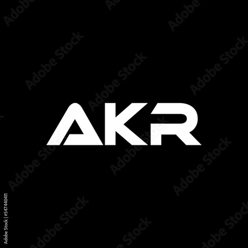 AKR letter logo design with black background in illustrator, vector logo modern alphabet font overlap style. calligraphy designs for logo, Poster, Invitation, etc.