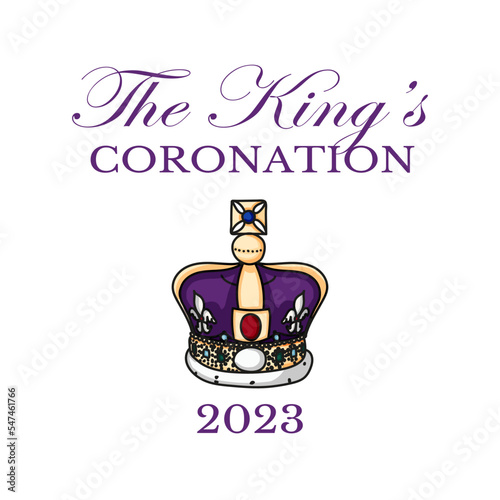 Poster for King Charles III Coronation with British flag vector illustration. Greeting card for celebrate a coronation of Prince Charles of Wales becomes King of England. 