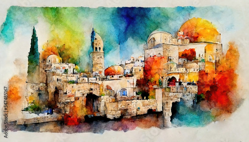 jerusalem israel bright abstract art
